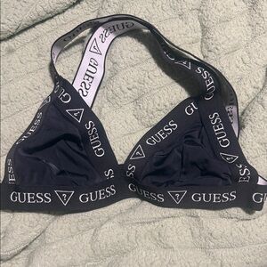 GUESS Black Bralette with Logo Straps